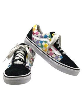 Iconic Vans Sneakers Off The Wall Rainbow Checkerboard Unisex Women 6.5  Men 5